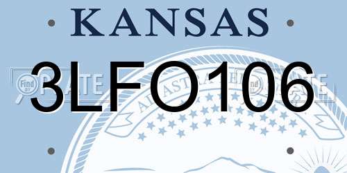 3LFO106 Kansas License Plate