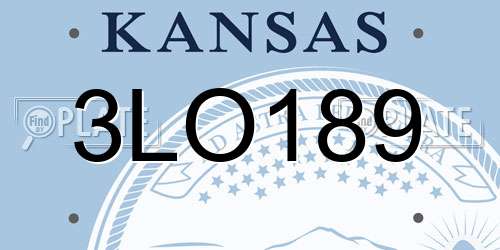 3LO189 Kansas License Plate