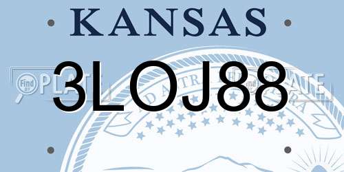 3LOJ88 Kansas License Plate