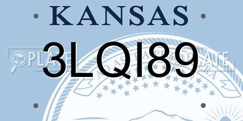 3LQI89 Kansas License Plate