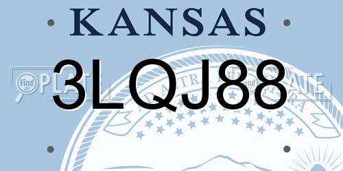 3LQJ88 Kansas License Plate
