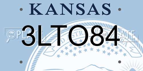 3LTO84 Kansas License Plate