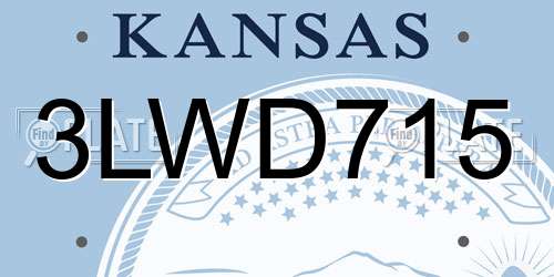 3LWD715 Kansas License Plate