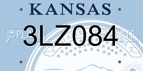 3LZ084 Kansas License Plate