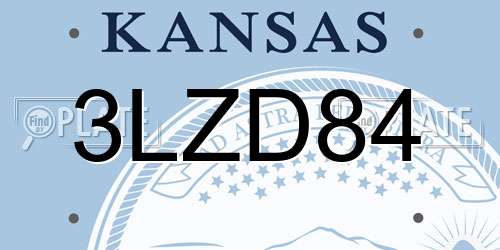 3LZD84 Kansas License Plate