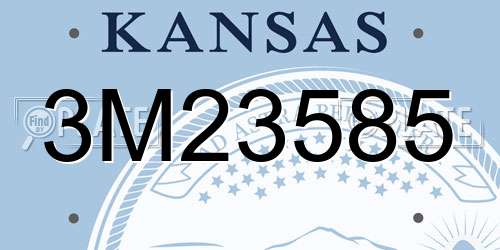 3M23585 Kansas License Plate