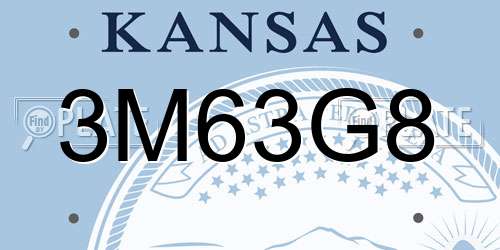 3M63G8 Kansas License Plate