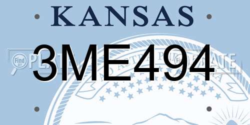 3ME494 Kansas License Plate