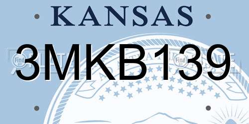 3MKB139 Kansas License Plate