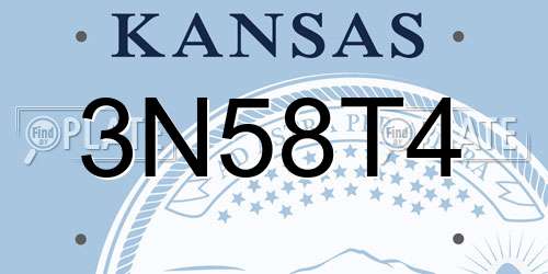 3N58T4 Kansas License Plate
