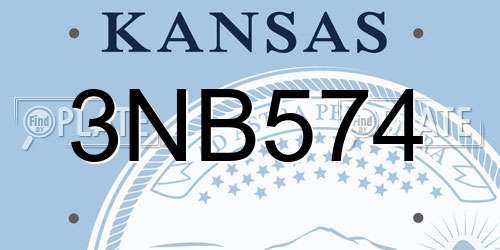 3NB574 Kansas License Plate