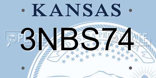 3NBS74 Kansas License Plate