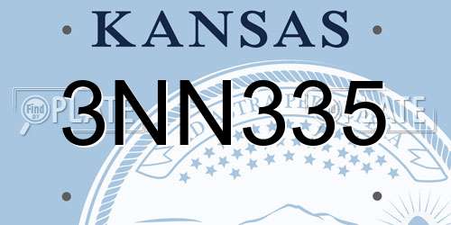3NN335 Kansas License Plate