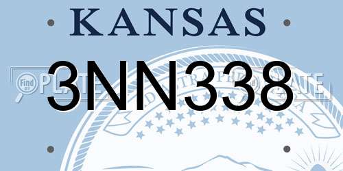 3NN338 Kansas License Plate