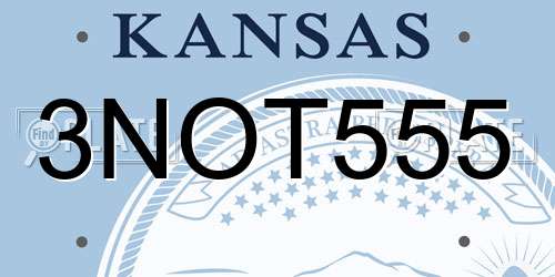 3NOT555 Kansas License Plate