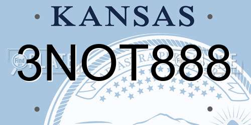 3NOT888 Kansas License Plate
