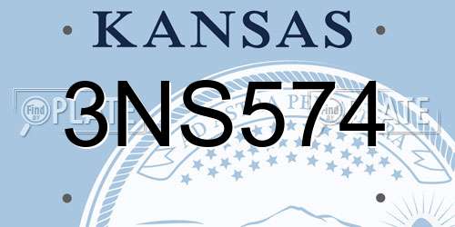 3NS574 Kansas License Plate