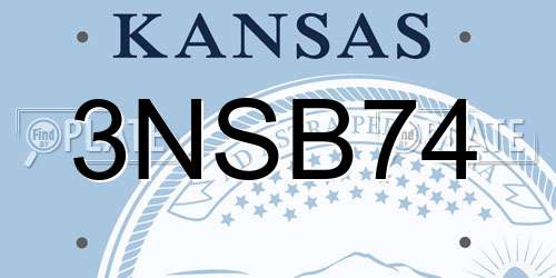 3NSB74 Kansas License Plate
