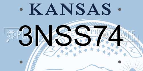 3NSS74 Kansas License Plate