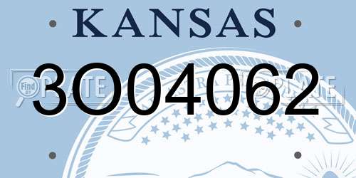 3O04062 Kansas License Plate