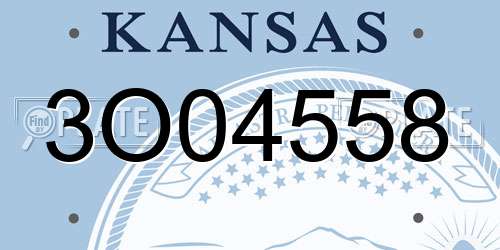 3O04558 Kansas License Plate