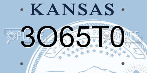 3O65T0 Kansas License Plate