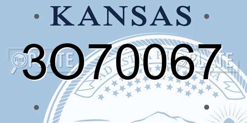 3O70067 Kansas License Plate