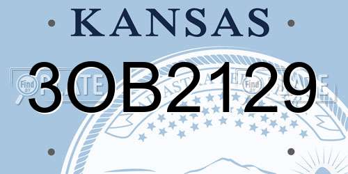 3OB2129 Kansas License Plate