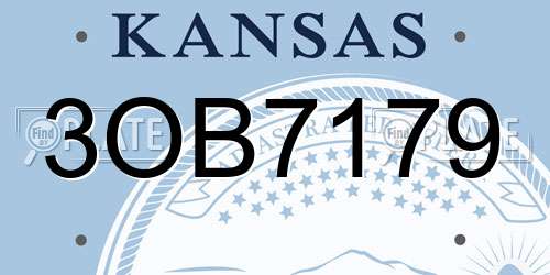 3OB7179 Kansas License Plate