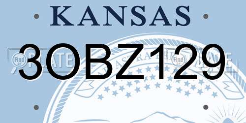 3OBZ129 Kansas License Plate
