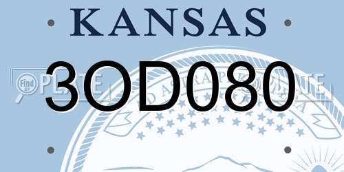 3OD080 Kansas License Plate