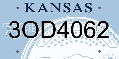 3OD4062 Kansas License Plate