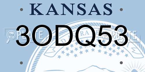 3ODQ53 Kansas License Plate