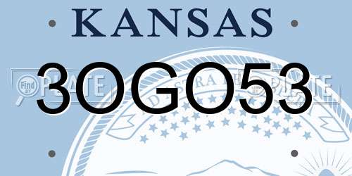 3OGO53 Kansas License Plate
