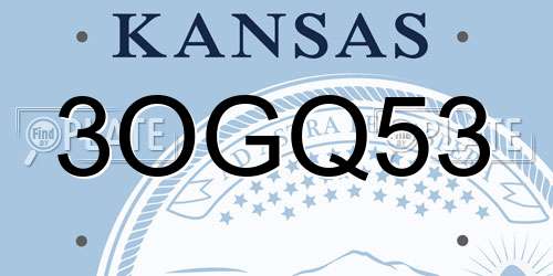 3OGQ53 Kansas License Plate