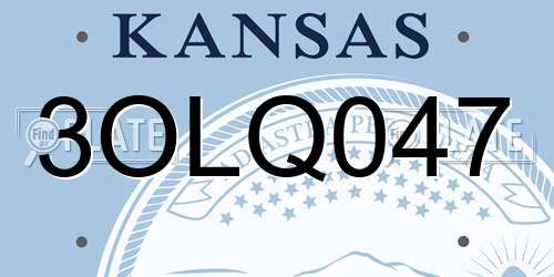3OLQ047 Kansas License Plate