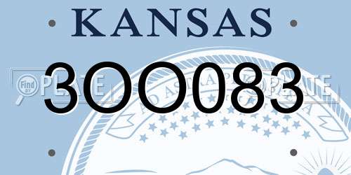 3OO083 Kansas License Plate