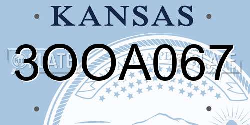3OOA067 Kansas License Plate