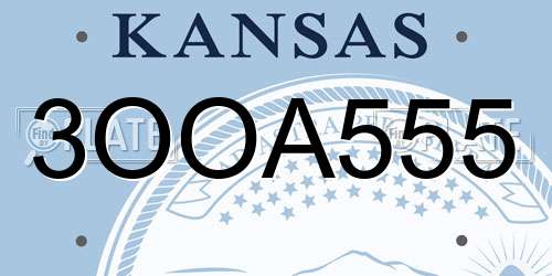3OOA555 Kansas License Plate