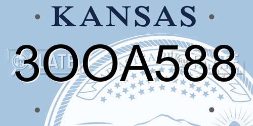 3OOA588 Kansas License Plate