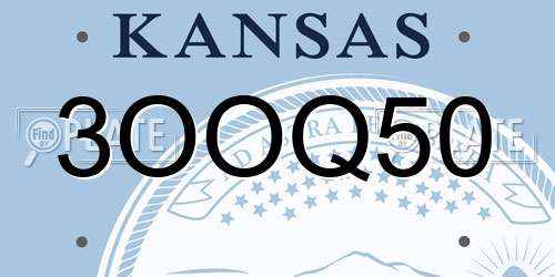 3OOQ50 Kansas License Plate