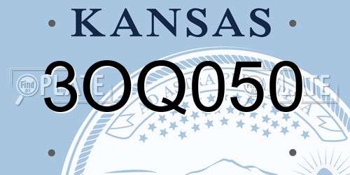 3OQ050 Kansas License Plate