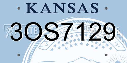 3OS7129 Kansas License Plate