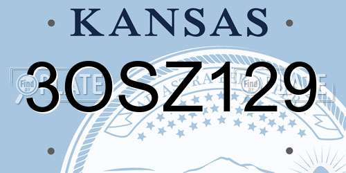 3OSZ129 Kansas License Plate