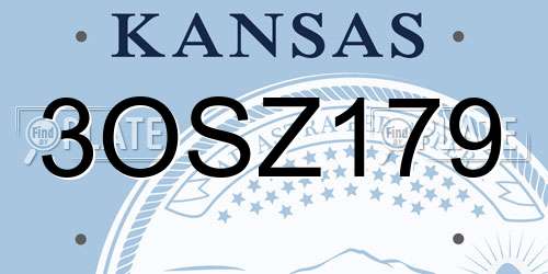3OSZ179 Kansas License Plate