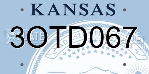 3OTD067 Kansas License Plate