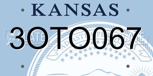 3OTO067 Kansas License Plate
