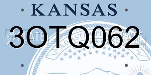 3OTQ062 Kansas License Plate