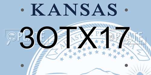 3OTX17 Kansas License Plate