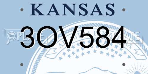 3OV584 Kansas License Plate